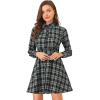 imageAllegra K Womens Plaids Button Down Cotton Mini ALine Shirt DressBlack