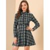 imageAllegra K Womens Plaids Button Down Cotton Mini ALine Shirt DressBlack