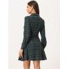 imageAllegra K Womens Plaids Button Down Cotton Mini ALine Shirt DressGreen