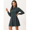 imageAllegra K Womens Plaids Button Down Cotton Mini ALine Shirt DressGreen
