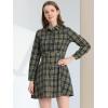 imageAllegra K Womens Plaids Button Down Cotton Mini ALine Shirt DressNavy Blue