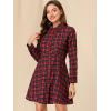 imageAllegra K Womens Plaids Button Down Cotton Mini ALine Shirt DressRed