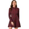 imageAllegra K Womens Plaids Button Down Cotton Mini ALine Shirt DressRed
