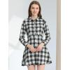 imageAllegra K Womens Plaids Button Down Cotton Mini ALine Shirt DressWhite