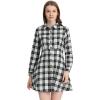 imageAllegra K Womens Plaids Button Down Cotton Mini ALine Shirt DressWhite