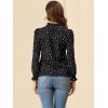 imageAllegra K Womens Printed Ruffled Mock Neck Puff Long Sleeve Casual Blouse TopBlackdots