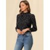 imageAllegra K Womens Printed Ruffled Mock Neck Puff Long Sleeve Casual Blouse TopBlackdots