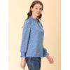 imageAllegra K Womens Printed Ruffled Mock Neck Puff Long Sleeve Casual Blouse TopBlue Greyheart