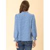 imageAllegra K Womens Printed Ruffled Mock Neck Puff Long Sleeve Casual Blouse TopBlue Greyheart