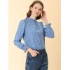 imageAllegra K Womens Printed Ruffled Mock Neck Puff Long Sleeve Casual Blouse TopBlue Greyheart