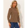 imageAllegra K Womens Printed Ruffled Mock Neck Puff Long Sleeve Casual Blouse TopBrown