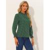 imageAllegra K Womens Printed Ruffled Mock Neck Puff Long Sleeve Casual Blouse TopDark Green