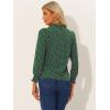 imageAllegra K Womens Printed Ruffled Mock Neck Puff Long Sleeve Casual Blouse TopDark Green