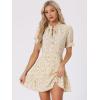 imageAllegra K Womens Ruffle Dress 2023 Summer Chiffon Tie Neck Puff Short Sleeve Floral Smock DressApricot White