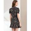 imageAllegra K Womens Ruffle Dress 2023 Summer Chiffon Tie Neck Puff Short Sleeve Floral Smock DressBlackwhite