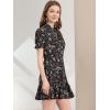 imageAllegra K Womens Ruffle Dress 2023 Summer Chiffon Tie Neck Puff Short Sleeve Floral Smock DressBlackwhite