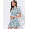 imageAllegra K Womens Ruffle Dress 2023 Summer Chiffon Tie Neck Puff Short Sleeve Floral Smock DressBluewhite