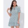 imageAllegra K Womens Ruffle Dress 2023 Summer Chiffon Tie Neck Puff Short Sleeve Floral Smock DressBluewhite
