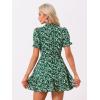 imageAllegra K Womens Ruffle Dress 2023 Summer Chiffon Tie Neck Puff Short Sleeve Floral Smock DressGreen White