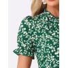 imageAllegra K Womens Ruffle Dress 2023 Summer Chiffon Tie Neck Puff Short Sleeve Floral Smock DressGreen White