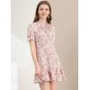 imageAllegra K Womens Ruffle Dress 2023 Summer Chiffon Tie Neck Puff Short Sleeve Floral Smock DressPinkwhite