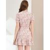 imageAllegra K Womens Ruffle Dress 2023 Summer Chiffon Tie Neck Puff Short Sleeve Floral Smock DressPinkwhite