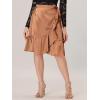 imageAllegra K Womens Ruffle Satin High Waist Tie Wrap Asymmetrical Midi SkirtBrown