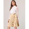 imageAllegra K Womens Ruffle Satin High Waist Tie Wrap Asymmetrical Midi SkirtKhaki