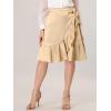 imageAllegra K Womens Ruffle Satin High Waist Tie Wrap Asymmetrical Midi SkirtKhaki