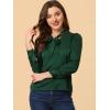 imageAllegra K Womens Satin Work Office Blouse Tie Neck Business Casual TopDark Green