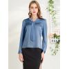 imageAllegra K Womens Satin Work Office Blouse Tie Neck Business Casual TopDusty Blue