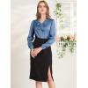 imageAllegra K Womens Satin Work Office Blouse Tie Neck Business Casual TopDusty Blue