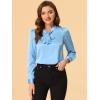 imageAllegra K Womens Satin Work Office Blouse Tie Neck Business Casual TopLight Blue