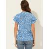 imageAllegra K Womens Summer Floral Blouse Button V Neck Ruffled Cap Short Sleeve Casual Peasant TopBlue