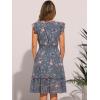 imageAllegra K Womens Summer Floral Dress Flutter Sleeve V Neck Ruffle Casual Beach Vacation Smocked DressesBlue Gray