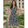 imageAllegra K Womens Summer Floral Dress Flutter Sleeve V Neck Ruffle Casual Beach Vacation Smocked DressesDark Blue White
