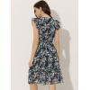 imageAllegra K Womens Summer Floral Dress Flutter Sleeve V Neck Ruffle Casual Beach Vacation Smocked DressesDark Blue White