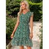 imageAllegra K Womens Summer Floral Dress Flutter Sleeve V Neck Ruffle Casual Beach Vacation Smocked DressesGreen
