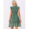 imageAllegra K Womens Summer Floral Dress Flutter Sleeve V Neck Ruffle Casual Beach Vacation Smocked DressesGreen