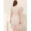 imageAllegra K Womens Summer Floral Dress Flutter Sleeve V Neck Ruffle Casual Beach Vacation Smocked DressesWhite Pink