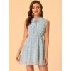 imageAllegra K Womens Summer Floral Ruffle Sleeveless Tie Neck Chiffon Flowy Mini DressBlue