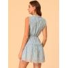 imageAllegra K Womens Summer Floral Ruffle Sleeveless Tie Neck Chiffon Flowy Mini DressBlue