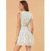 imageAllegra K Womens Summer Floral Ruffle Sleeveless Tie Neck Chiffon Flowy Mini DressWhite