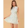 imageAllegra K Womens Summer Floral Ruffle Sleeveless Tie Neck Chiffon Flowy Mini DressWhite