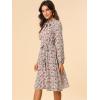 imageAllegra K Womens Tie Neck Dresses Chiffon Long Sleeve Belted Vintage Floral DressBlue