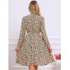 imageAllegra K Womens Tie Neck Dresses Chiffon Long Sleeve Belted Vintage Floral DressBlue Yellow