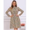imageAllegra K Womens Tie Neck Dresses Chiffon Long Sleeve Belted Vintage Floral DressBlue Yellow