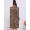 imageAllegra K Womens Tie Neck Dresses Chiffon Long Sleeve Belted Vintage Floral DressBrown