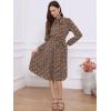 imageAllegra K Womens Tie Neck Dresses Chiffon Long Sleeve Belted Vintage Floral DressBrown