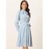 imageAllegra K Womens Tie Neck Dresses Chiffon Long Sleeve Belted Vintage Floral DressLight Blue